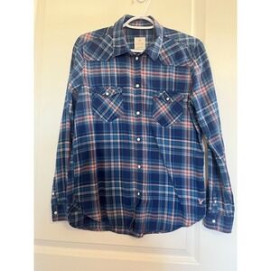 AMERICAN EAGLE Women's Vintage Boyfriend plaid M Medium Flannel